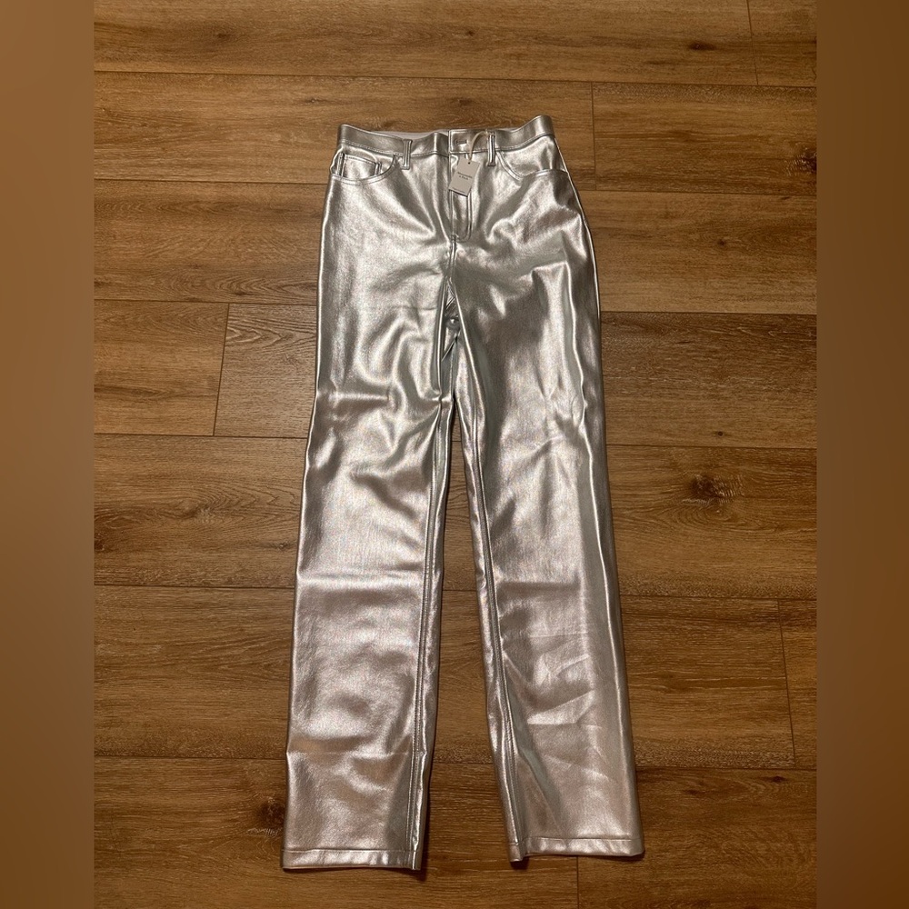 Abercrombie & Fitch Metallic Silver Straight Leg Pants